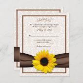 Zonnebloem Damask Floral Wedding Response Kaart (Voorkant / Achterkant)