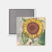Zonnebloem  Damask Wallpaper Collage Magneet (Voorkant / Achterkant)