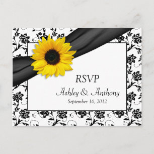 Zonnebloem Damask Wedding RSVP Briefkaart