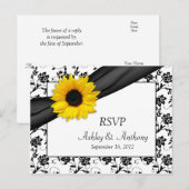 Zonnebloem Damask Wedding RSVP Briefkaart (Voorkant / Achterkant)
