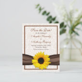 Zonnebloem Damast Bloemen 'Save the Date'-aankondi Save The Date (Staand voorkant)