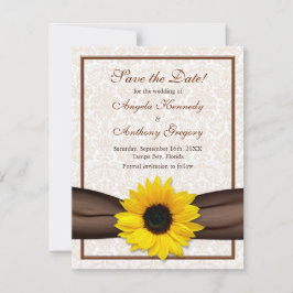 Zonnebloem Damast Bloemen "Save the Date"-aankondi Save The Date
