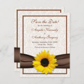 Zonnebloem Damast Bloemige "Save the Date"-aankond Save The Date (Voorkant / Achterkant)