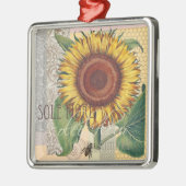 Zonnebloem damast bloemmotief kunst metalen ornament (Links)