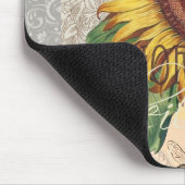 Zonnebloem  damast bloemmotief kunst muismat (Hoek)