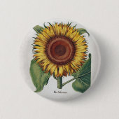 Zonnebloem  damast bloemmotief kunst ronde button 5,7 cm (Voorkant)