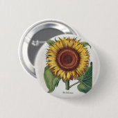 Zonnebloem  damast bloemmotief kunst ronde button 5,7 cm (Voorkant /achterkant)
