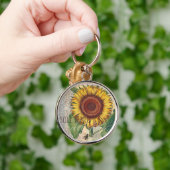 Zonnebloem  damast bloemmotief kunst sleutelhanger (Hand)