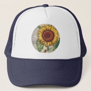 Zonnebloem  damast bloemmotief kunst trucker pet