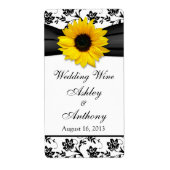 Zonnebloem Damast Bruiloft Wijn Flesetiketten Etiket (Voorkant)