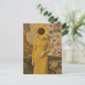 Zonnebloem Dame Briefkaart (Staand voorkant)