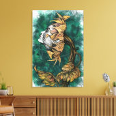 Zonnebloem Dames Surrealisme Canvasprint - Schilde Canvas Afdruk (Insitu (Woonkamer))