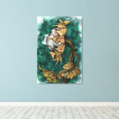 Zonnebloem Dames Surrealisme Canvasprint - Schilde Canvas Afdruk (Insitu (Houten vloer))