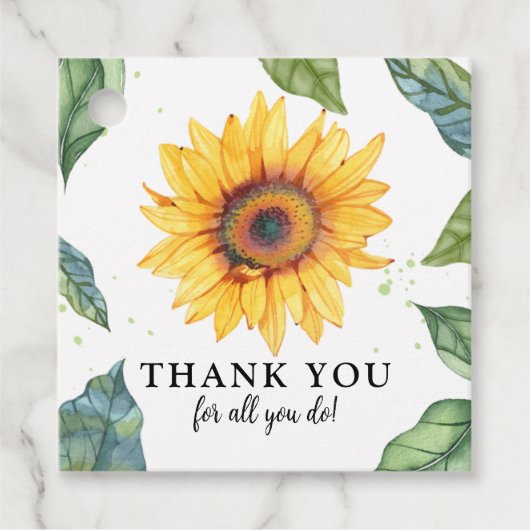 Zonnebloem Dank Je Bedankjes Labels (Voorkant)