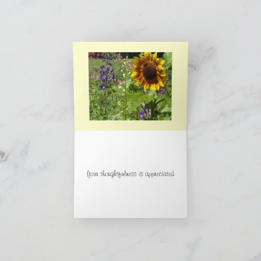 Zonnebloem Dank je Bedankkaart (Binnen)