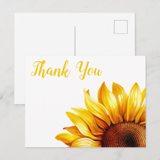 Zonnebloem Dank Je Briefkaart (Voorkant / Achterkant)