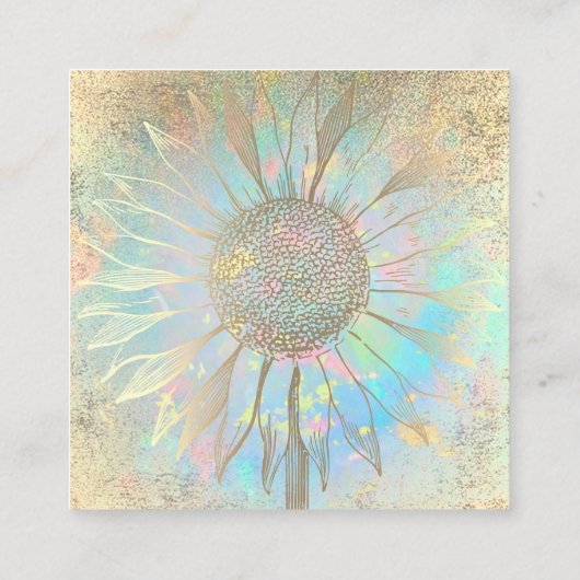 zonnebloem dank je creditcard vierkante visitekaartje (Achterkant)