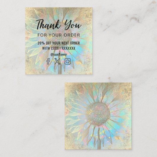 zonnebloem dank je creditcard vierkante visitekaartje (Voorkant / Achterkant)