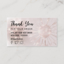 zonnebloem dank je creditcard visitekaartje