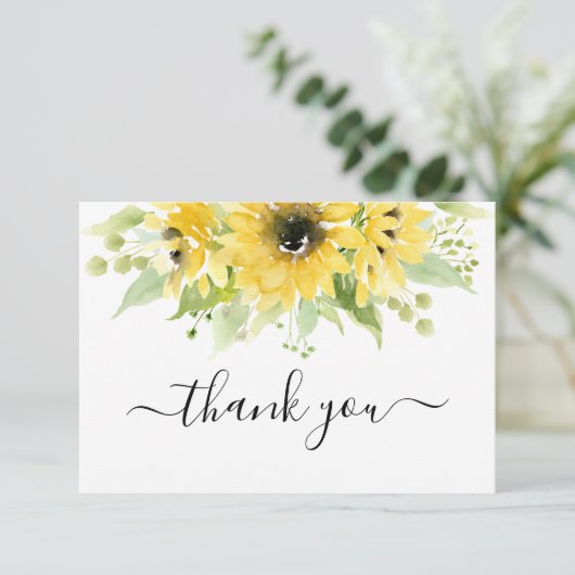 Zonnebloem dank je kaart (Staand voorkant)
