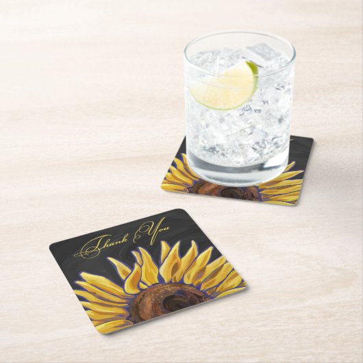 Zonnebloem Dank je Kartonnen Onderzetters (Insitu)