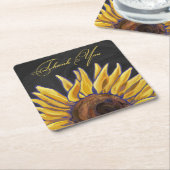 Zonnebloem Dank je Kartonnen Onderzetters (Schuin)