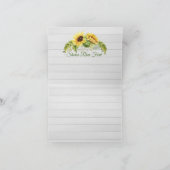 Zonnebloem Dank Je Wel of Blanco Notitiekaart (Binnen)