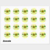 Zonnebloem Dank je wel. Ronde Sticker (Vel)
