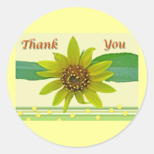 Zonnebloem Dank je wel. Ronde Sticker