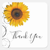 Zonnebloem Dank je wel. Vierkante Sticker (Voorkant)