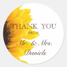 Zonnebloem dank u bruiloft gunst Sticker