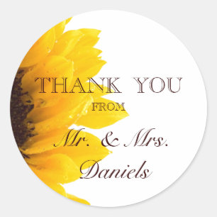Zonnebloem dank u bruiloft gunst Sticker