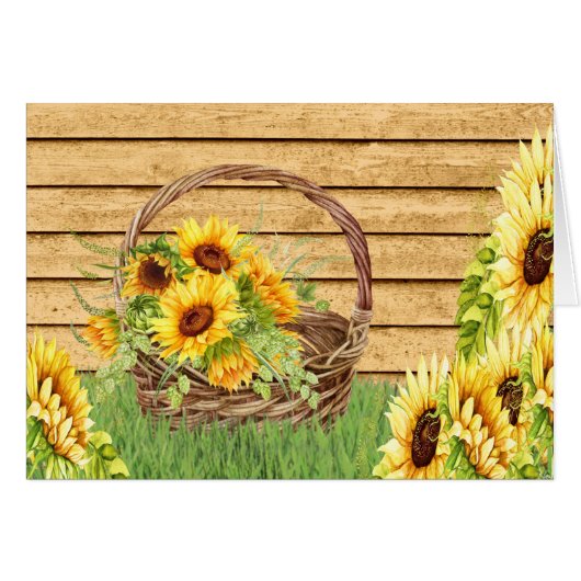 Zonnebloem Dank u, Denken aan u of Blanco notitie (Voorkant Horizontaal)