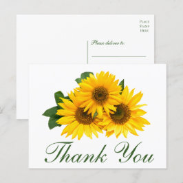 Zonnebloem dank u elegante gele bloemenbruiloft briefkaart