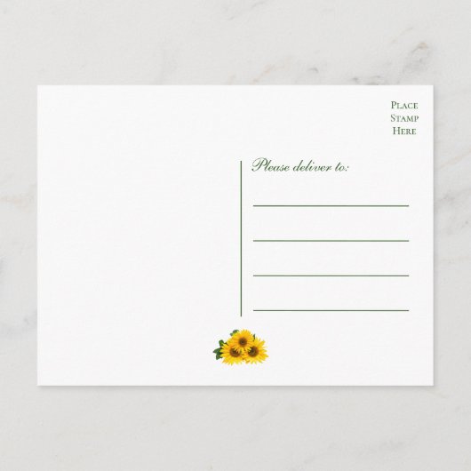 Zonnebloem dank u elegante gele bloemenbruiloft briefkaart (Achterkant)