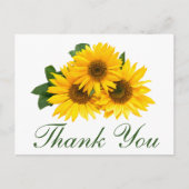 Zonnebloem dank u elegante gele bloemenbruiloft briefkaart (Voorkant)