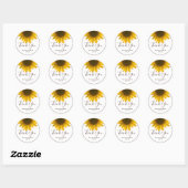 Zonnebloem dank u gunst cadeau ronde sticker (Vel)