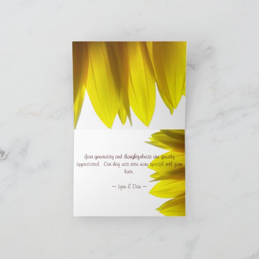 Zonnebloem dank u kaarten (bericht binnen) (Binnen)