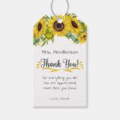 Zonnebloem Dank u leraar Mentor Waardering Cadeaulabel (Voorkant)