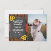 Zonnebloem Dank u Verloving Huwelijkshout Foto Kaart (Voorkant)