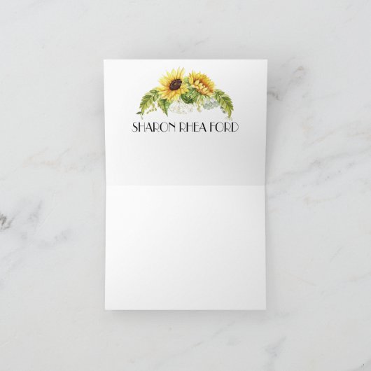 Zonnebloem Dank u voor Blanco Note Bedankkaart (Binnen)