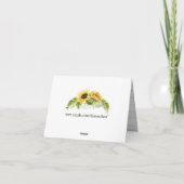 Zonnebloem Dank u voor Blanco Note Bedankkaart (Achterkant)