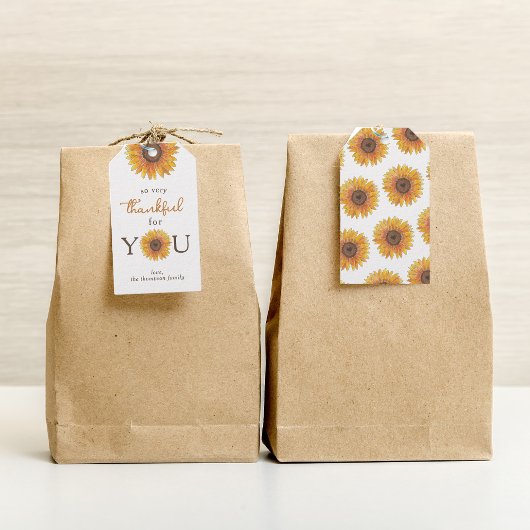 Zonnebloem Dankbaar voor u Leraar Waardering Cadeaulabel