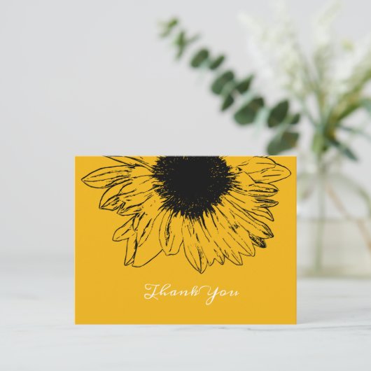 Zonnebloem Dankjewel ansichtkaart Briefkaart (Staand voorkant)