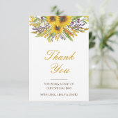 Zonnebloem Dankkaart, Huwelijkskaart op Maat RSVP Kaartje (Staand voorkant)