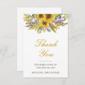 Zonnebloem Dankkaart, Huwelijkskaart op Maat RSVP Kaartje (Voorkant / Achterkant)