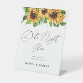 Zonnebloem Datum Nacht Idee Teken Reclamebord Met Voetstuk (Voorkant)