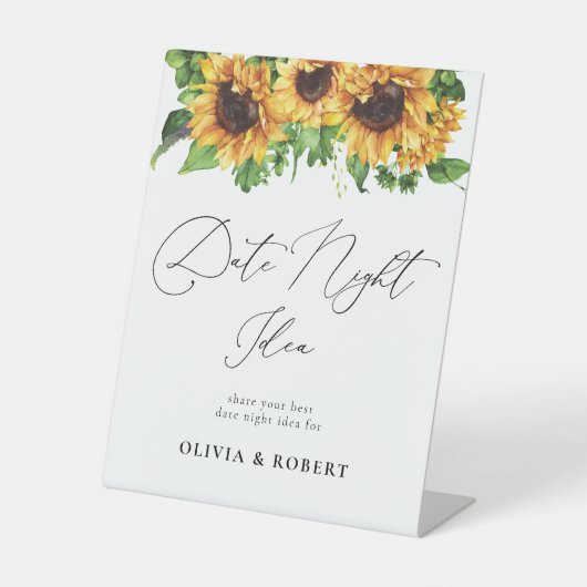 Zonnebloem Datum Nacht Idee Teken Reclamebord Met Voetstuk (Voorkant)