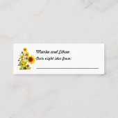 Zonnebloem Datum Nachtidee-kaart Mini Visitekaartje (Achterkant)