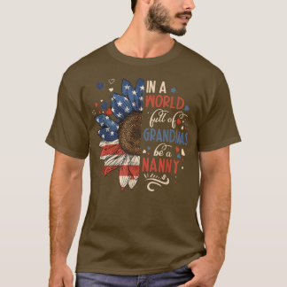 Zonnebloem de Amerikaanse vlag in een wereld vol o T-shirt